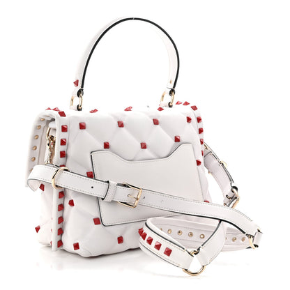 Lambskin Be My VLTN Print Candystud Top Handle Bag White Red Black