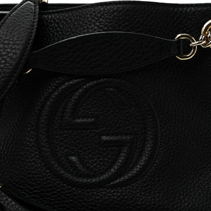 Pebbled Calfskin Small Soho Chain Shoulder Bag Black