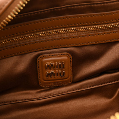 Calfskin Softy Small Beau Contrast Top Handle Bag Cognac