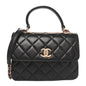 Lambskin Quilted Small Trendy CC Dual Handle Flap Bag Black