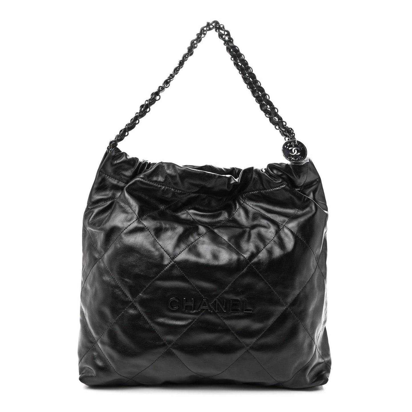 Shiny Calfskin Quilted Chanel 22 So Black