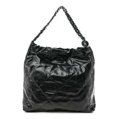 Shiny Calfskin Quilted Chanel 22 So Black