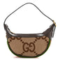 Monogram Jumbo GG Textured Dollar Calfskin Web Mini Ophidia Half Moon Hobo Camel Ebony New Acero
