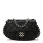 Washed Lambskin Quilted Medium Chain Around Messenger Black