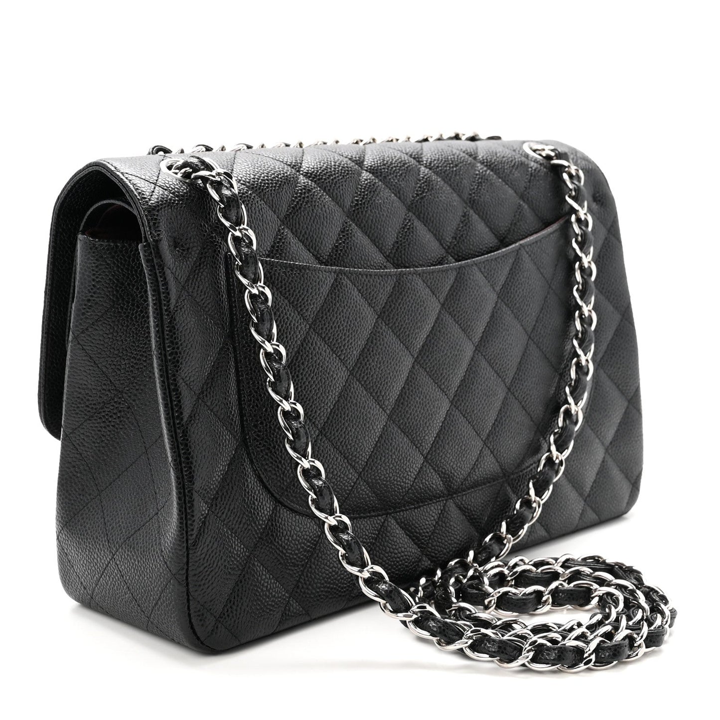 Caviar Quilted Jumbo Double Flap Black