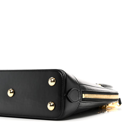 Boarded Plutone Calfskin Small Horsebit 1955 Top Handle Bag Black