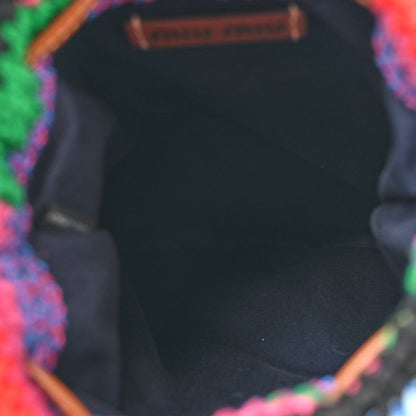 Fabric Crochet Drawstring Pouch Multicolor