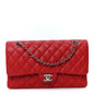 Caviar Quilted Medium Double Flap Red