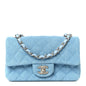 Denim Quilted Mini Rectangular Flap Blue