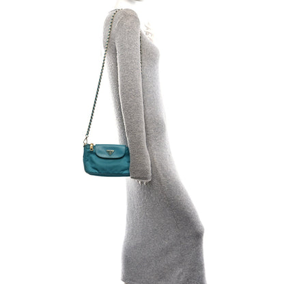 Tessuto Nylon Saffiano Crossbody Bag Turchese