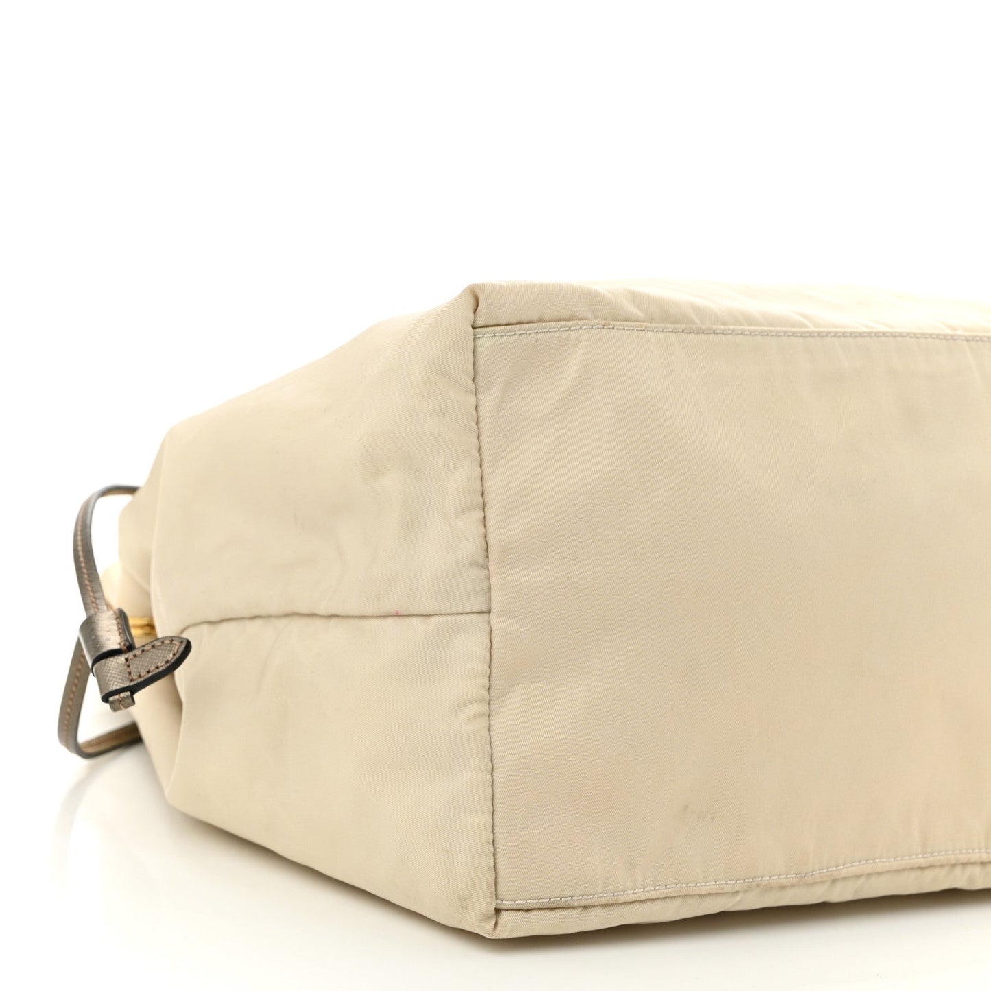Tessuto Nylon Saffiano Shopping Tote White