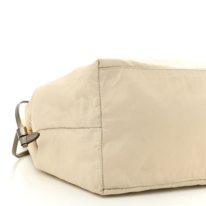 Tessuto Nylon Saffiano Shopping Tote White