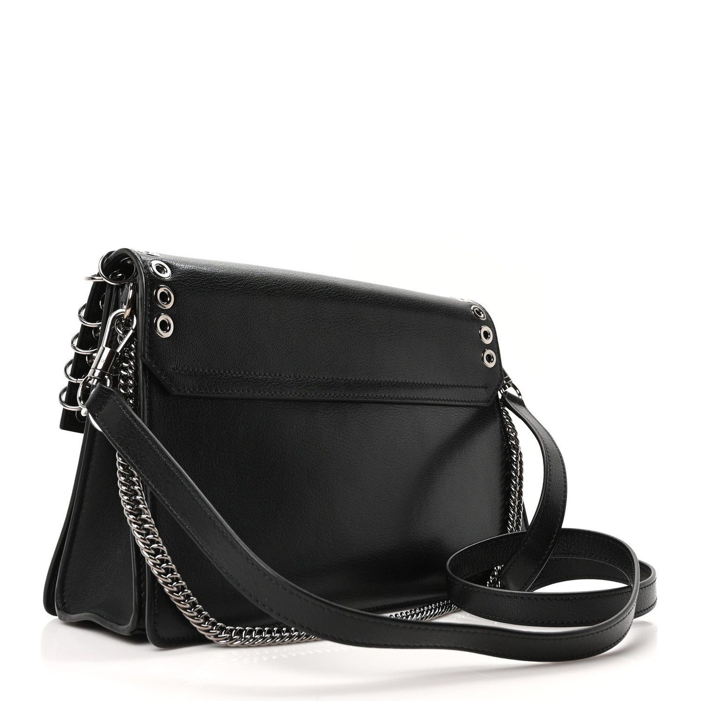 Goatskin Grommet Medium GV3 Shoulder Bag Black