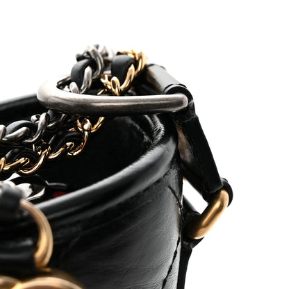 Aged Calfskin Quilted Medium Gabrielle Hobo Black