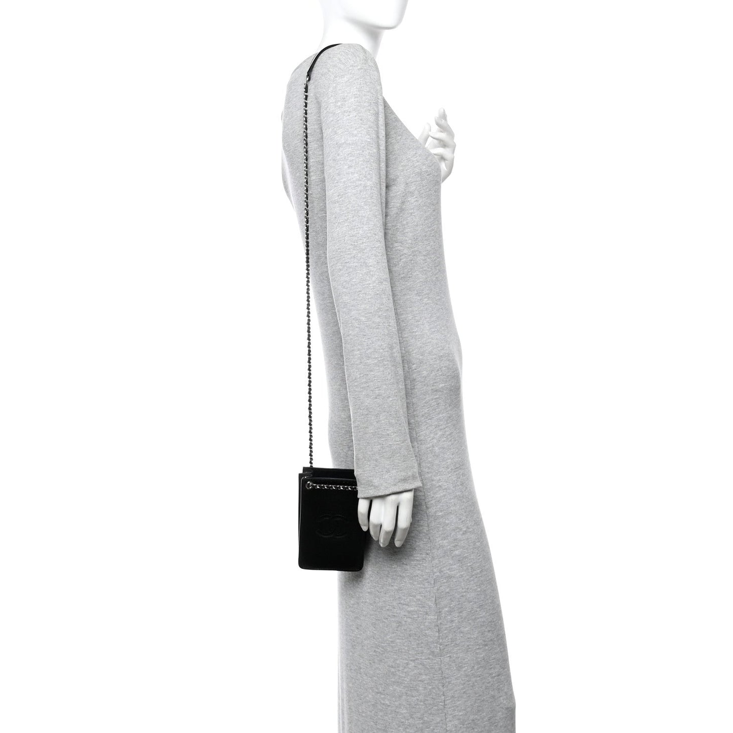 Patent CC Phone Holder Crossbody Black