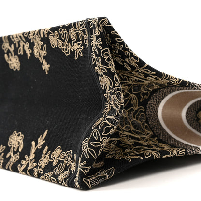 Canvas Embroidered Large Ornamental Cornely Book Tote Black Beige