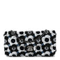 Satin Sequin Embellished Flower East West Flap Black White Blue