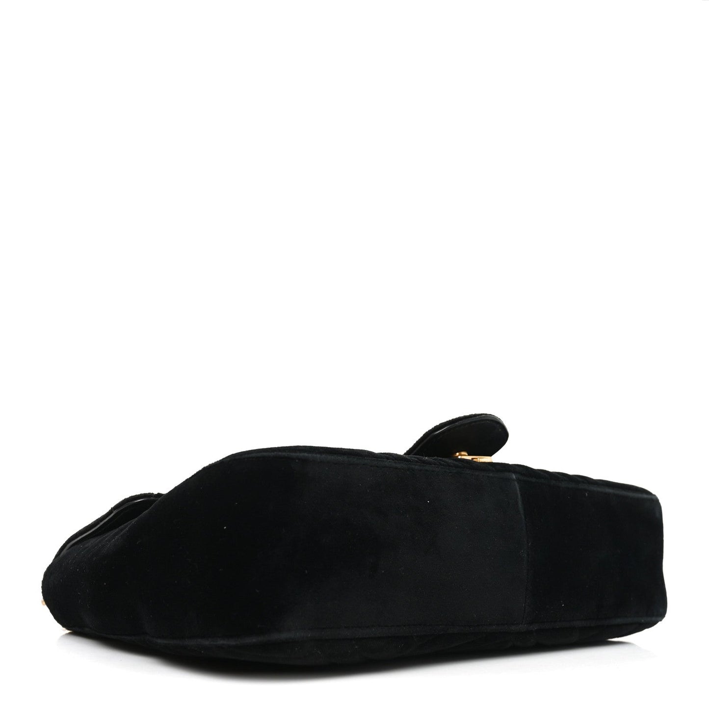Velvet Matelasse Medium GG Marmont Shoulder Bag Black