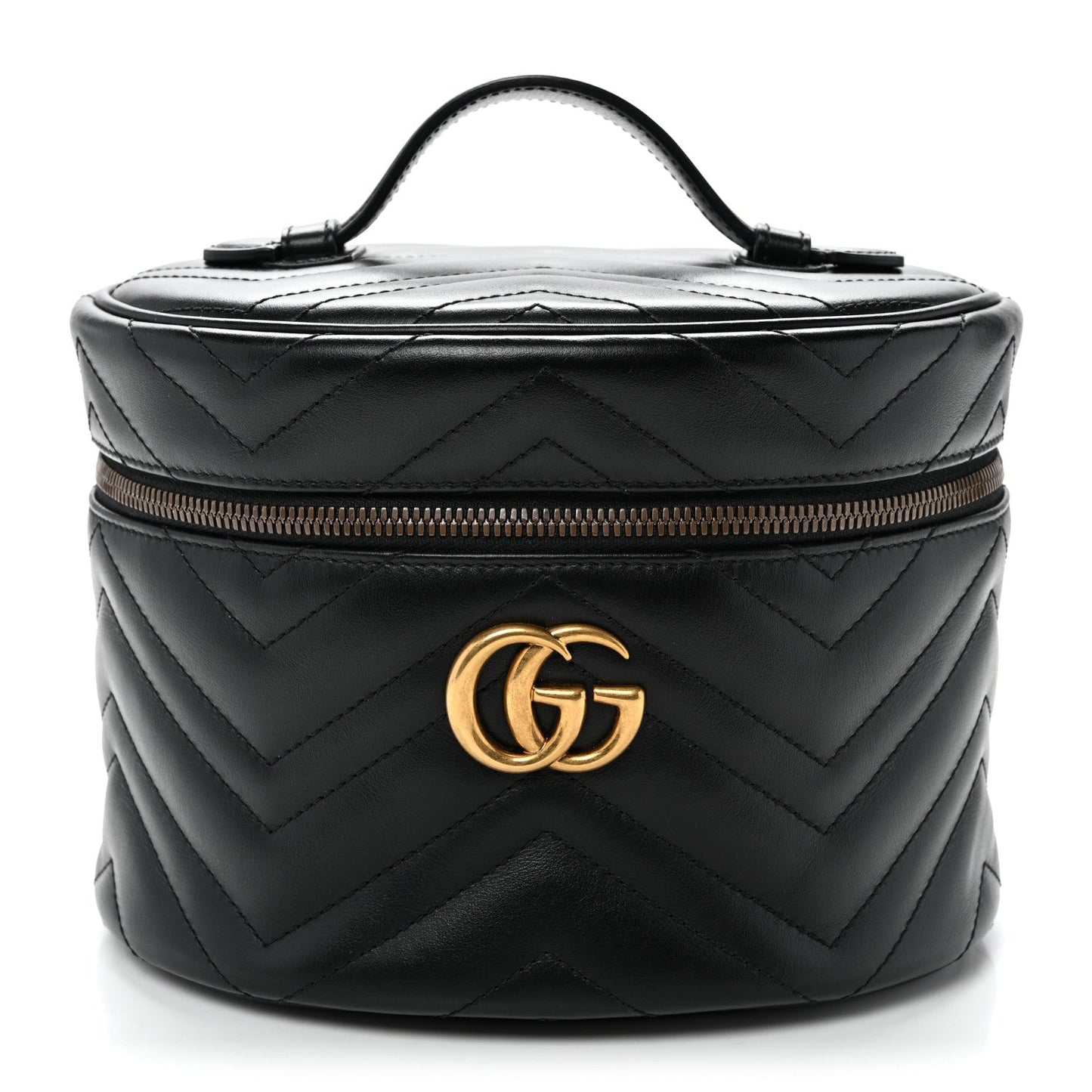 Calfskin Matelasse Small GG Marmont Vanity Cosmetic Case Black