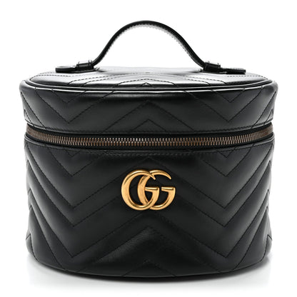 Calfskin Matelasse Small GG Marmont Vanity Cosmetic Case Black