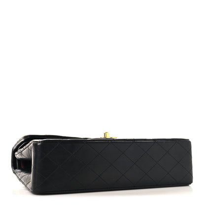 Lambskin Quilted Medium Double Flap Black