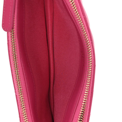Lambskin Chevron Quilted Small Clutch With Chain Pink