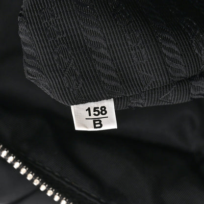 Re-Nylon Nappa Triangle Quilted Padded Medium Double Handled Zip Tote Black
