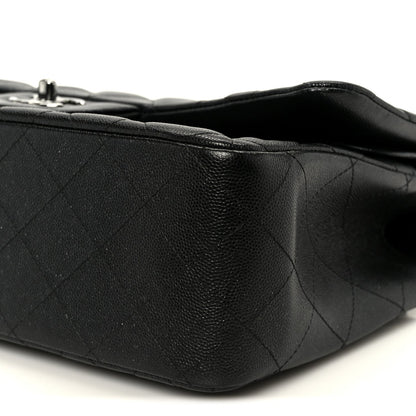Iridescent Caviar Quilted Jumbo Double Flap Black
