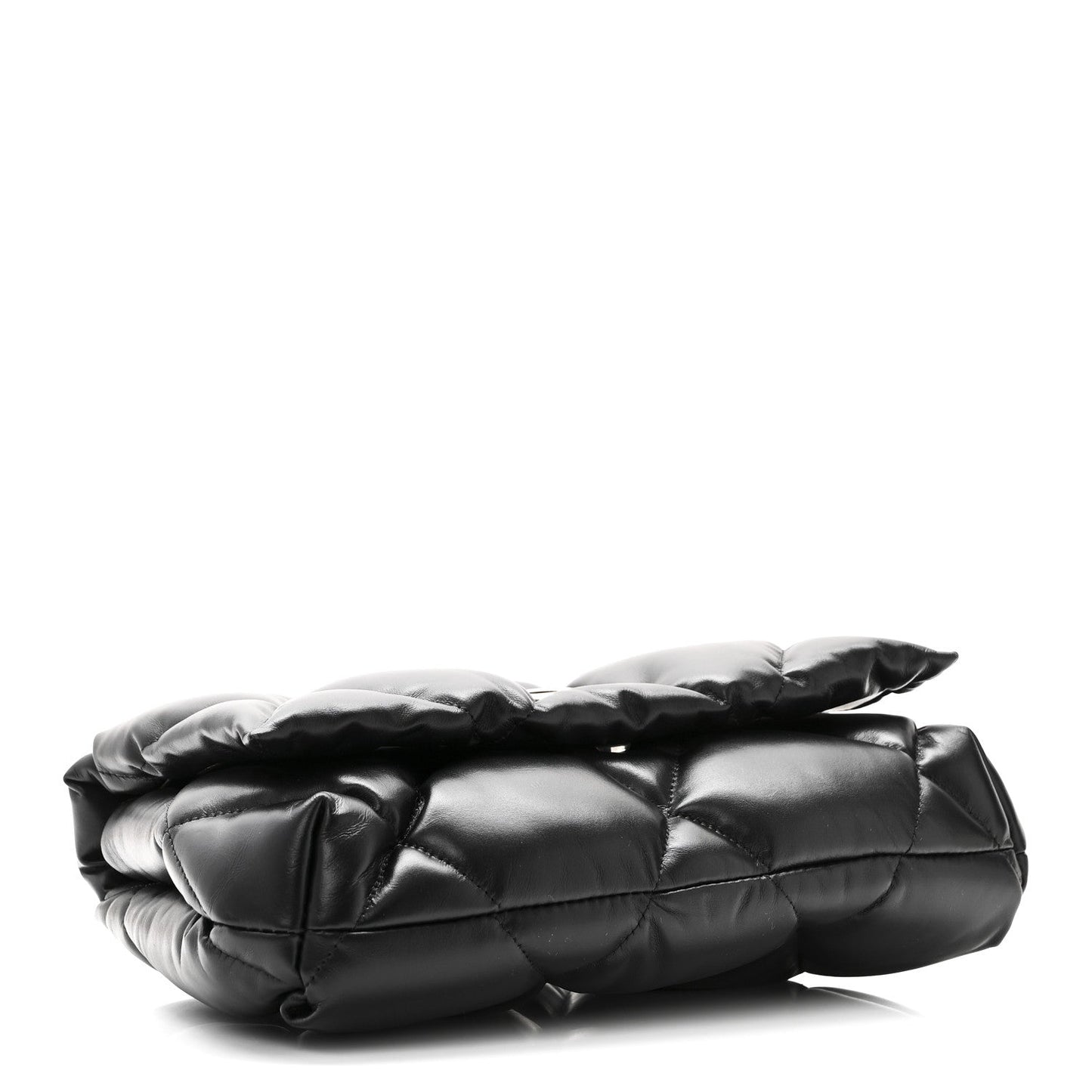 Nappa Calfskin Quilted Touch B Puffy Clutch Black