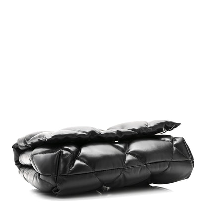 Nappa Calfskin Quilted Touch B Puffy Clutch Black