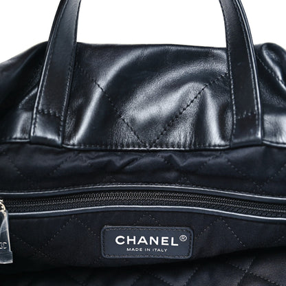 Shiny Calfskin Quilted Chanel 22 Backpack So Black