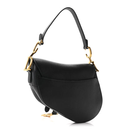 Grained Calfskin Saddle Bag Black