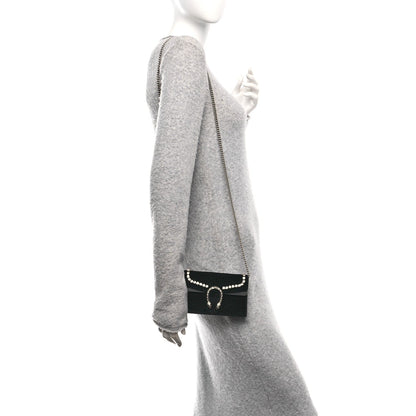 Velvet Crystal Super Mini Dionysus Shoulder Bag Black