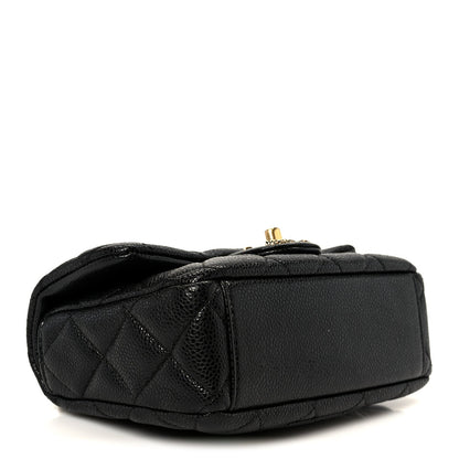 Grained Lambskin Quilted Mini Flap Black