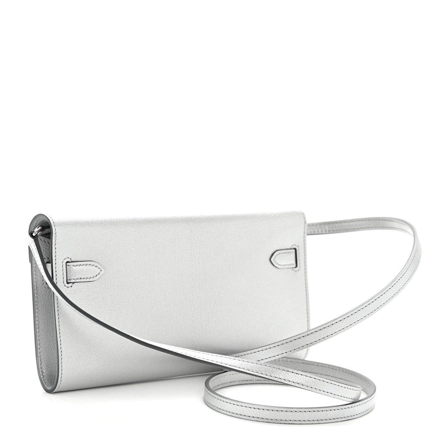 Metallic Chevre Chamkilight Kelly Wallet To Go Argent