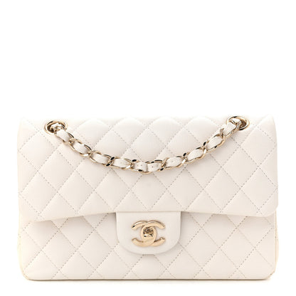 Caviar Quilted Small Double Flap White
