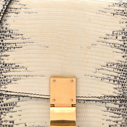 Lizard Small Classic Box Flap Bag Natural
