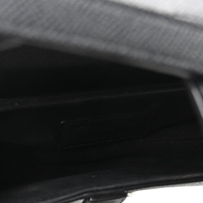 Grained Calfskin Mini Saddle Bag With Strap Black