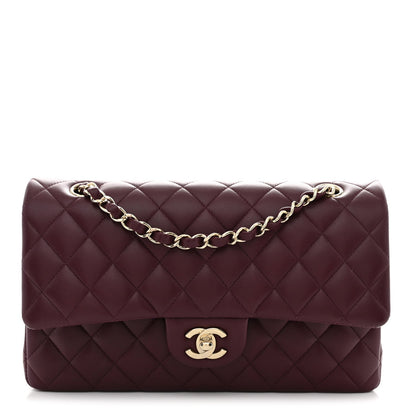 Lambskin Quilted Medium Double Flap Burgundy