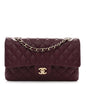 Lambskin Quilted Medium Double Flap Burgundy