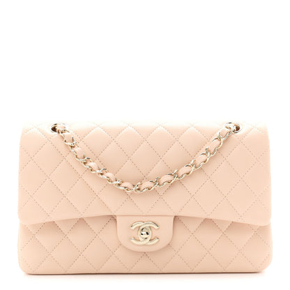 Caviar Quilted Medium Double Flap Beige