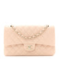 Caviar Quilted Medium Double Flap Beige
