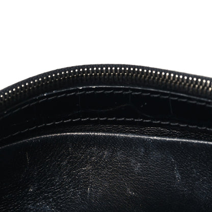 Shiny Calfskin Monochrome Crocodile Embossed Hourglass Chain Bag Black