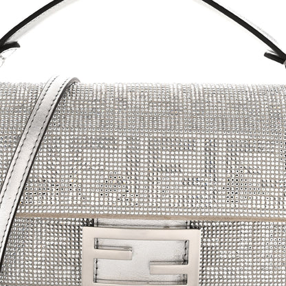 Crystal Vitello Laminato FF Mini Baguette Crystal Argento