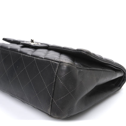 Lambskin Quilted Maxi Double Flap Dark Grey
