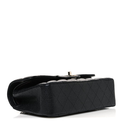 Caviar Quilted Small Double Flap Black
