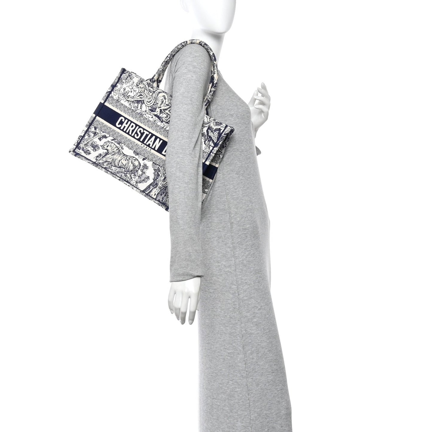 Canvas Embroidered Medium Dioriviera Toile De Jouy Book Tote Blue