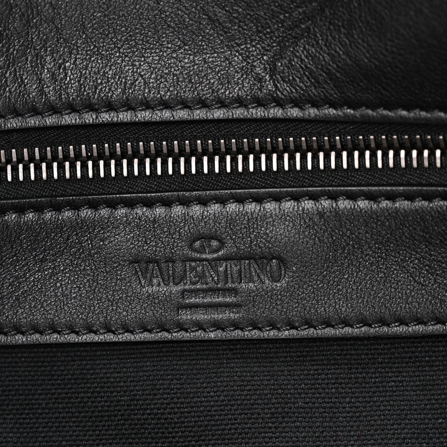 Grained Calfskin Rockstud Travel Tote Bag Black