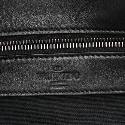 Grained Calfskin Rockstud Travel Tote Bag Black