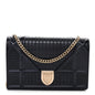 Metallic Patent Micro-Cannage Baby Diorama Flap Bag Navy Blue